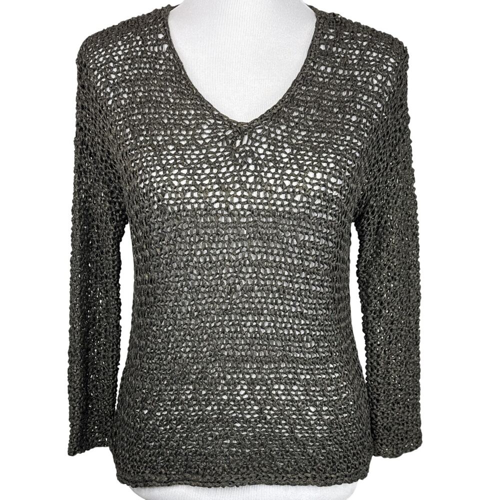 Eileen Fisher Knotted Open Twist Sweater, Bronze Shimmer, Small